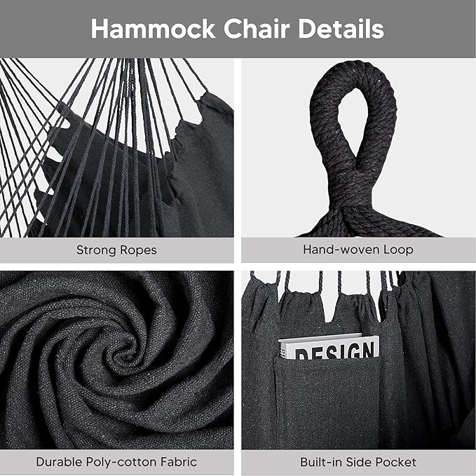 SUNCREAT 2-in-1 Hammocks Hammock Chair with Stand, 475 lbs Capacity, Heavy Duty Two Person Hammock with Stand, Patented, Blue Stripe