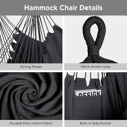 SUNCREAT 2-in-1 Hammocks Hammock Chair with Stand, 475 lbs Capacity, Heavy Duty Two Person Hammock with Stand, Patented, Blue Stripe