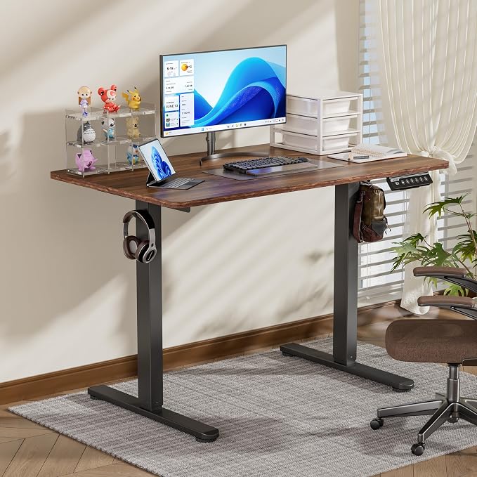 BIZUM 40x24 Inch Electric Standing Desk with Memory Presets, Quiet Motor Height Adjustable Stand Up Desk for Home Office & Gaming, Ergonomic Sit Stand Workstation，Walnut