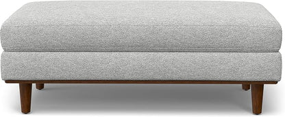 SIMPLIHOME Morrison 49-inch Wide Table Ottoman in Mist Grey Woven-Blend Fabric, Multifunctional Footrest, Coffee Table, or Extra Seating for Living Room, Mid-Century Modern Style
