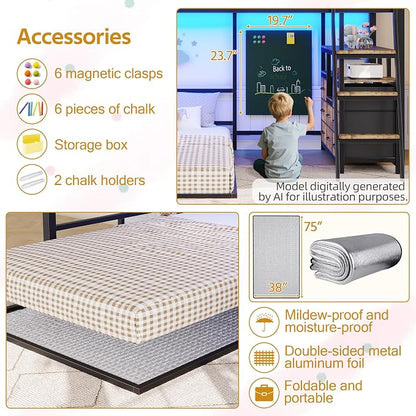 Bunk Bed Twin Over Twin,Low Bunk Bed with 8 Drawers & 4 Shelves & 15" H Safety Guardrail,Metal L-Shaped Twin Bunk Bed with LED Lights and Charging Station,Floor Bunk Beds with Ladder,Vintage Brown