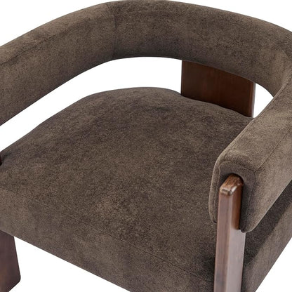 Christopher Knight Home Nettie Modern Accent Chair for Living Room, Velvet Fabric Single Lounge Sofa Chair with Wooden Frame, Comfy Reading Chair for Bedroom, Lounge Armchair with Cushion, Dark Brown