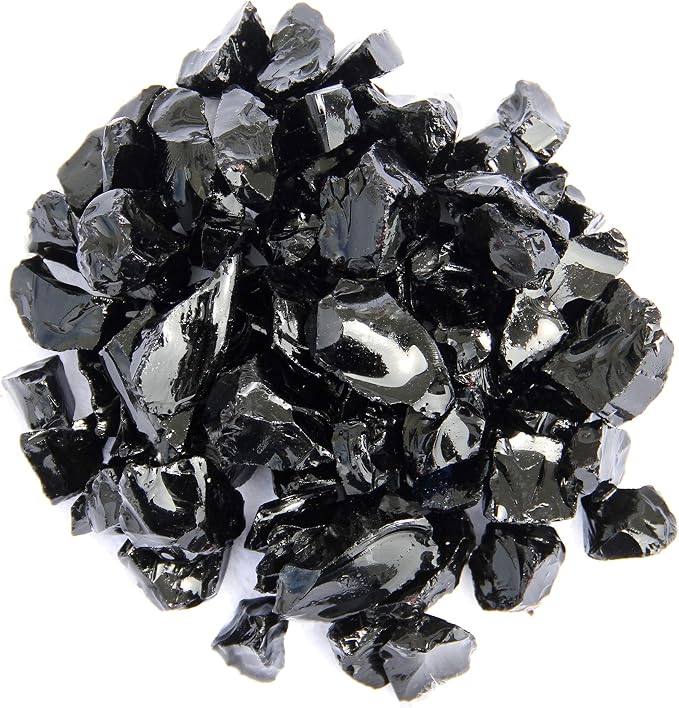 Hiland Fire Pit Glass in Black, Extreme Tempature Rating, Good for Propane or Natural Gas Fire Pit Table, 10lb