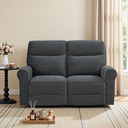 MCombo 64.6" Wall Hugger Power Loveseat Recliner Sofa with USB Ports, Reclining Loveseat for Small Spaces Living Room RV, Fabric PR635M1 (Dark Grey)