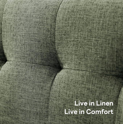 Kingfun 65.2" W Loveseat Sofa, Mid Century Modern Decor Love Seat Couches for Living Room, Button Tufted Upholstered Furniture, Solid & Easy to Install Small Couch for Bedroom Office Apartment, Green