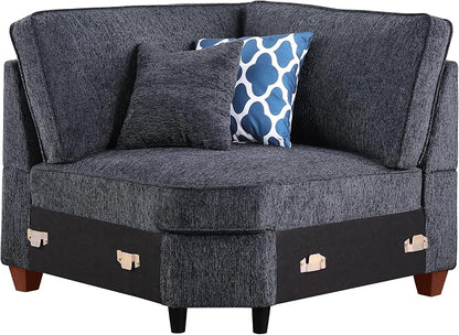 Ball & Cast 116" L-Shaped Sectional Couch with Movable Ottoman & 6 Throw Pillow,7 Seat Chenille Upholstered Sectional Sofa W/Wide Armrest,DIY Combination,Comfy Sectionals Set for Living Room,Dark Gray