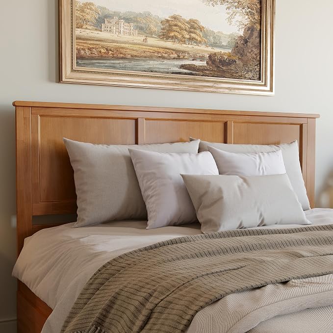 AFI, Madison King Solid Wood Platform Bed with Matching Footboard & Storage Drawers, Light Toffee