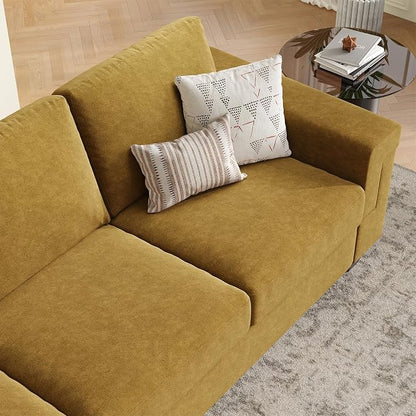 COPIAE 3 Seater Sofa Couch with Deep Seat, 90" Modern Upholstered Sofa with Armrests, Easy Installation, Comfy Couches for Living Room, Apartment, Yellow