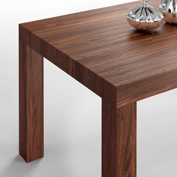 Mobili Fiver, First Extendable Table, 47.2(78.7) x31.5 in,Walnut, for 6-8 People, Expandable Dining Table for Kitchen, Living Room, Italian Furniture