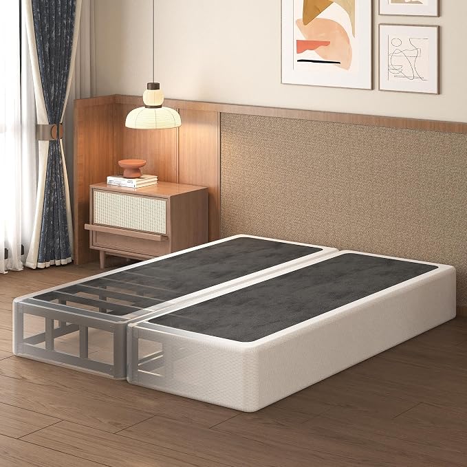 Lutown-Teen 9 Inch Split King Box Spring Bed Base, 3500lbs Heavy Duty Metal High Profile King Size Box Spring Mattress Foundation with Fabric Cover, Noise-Free, Non Slip, Easy Assembly