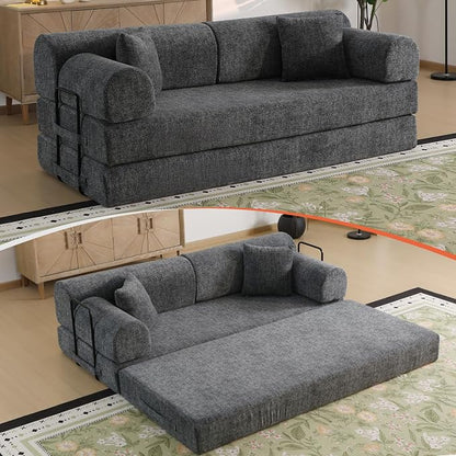 78.84" Boneless Couch with Memory Foam, Corduroy Convertible Loveseat for Apartment Living Room, Floor Sofa Bed,1200 lb, Vacuum Packed Couch in a Box, Charcoal Gray