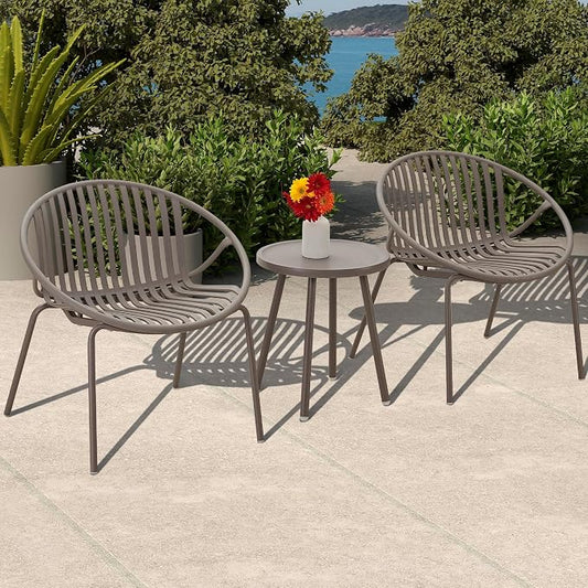 Werph Patio Furniture Set, 3 Pieces Outdoor Furniture with Bistro Table and Chairs Set of 2, Outdoor Patio Set with Porch Chairs and Table, Deck Conversation Set for Garden Poolside