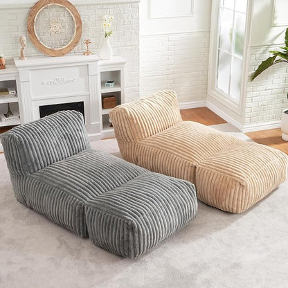 Hobestluk Giant Memory Foam Bean Bag Chairs Sofa for Adults (Grey,Large) | Soft Fabric,Ergonomic Back Support,Lightweight,Easy Clean,No Assembly,Wear-resisting,For Livingroom Guest room,Well-looking