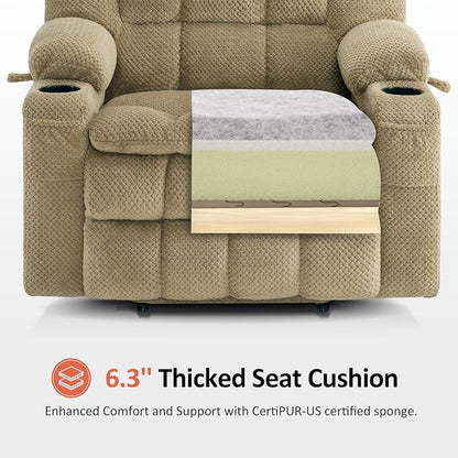 MCombo Small Dual Motor Power Lift Recliner Chair for Elderly, Zero Gravity Lift Chair with Heat and Massage, Lay Flat Recliner for Petite, USB Ports, Fabric R7894 (Small-Wide, Beige)