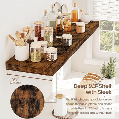Vivelove Floating Shelves for Wall Mounted, 32 Inches Long Shelves, Display Shelf for Bathroom Living Room Kitchen Bedroom Office Farmhouse Home Decor, 32" X 9.3" X 1.5" - Set of 2, Rustic Brown