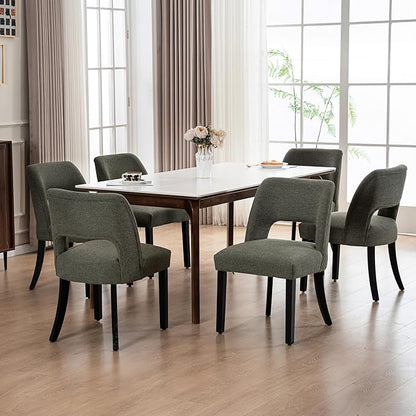 VKNOW Wooden Dining Chairs Set of 2, Modern Fabric Upholstered Dining Room Chair Kitchen Chairs, Farmhouse Dinner Chair for Kitchen Dining Room, Green-Black Legs