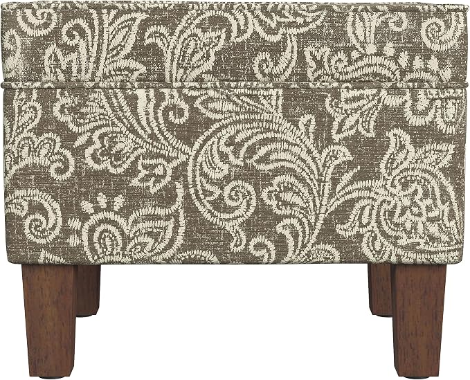 HomePop 22" Modern Rectangular Storage Ottoman - Brown Jacobean Print