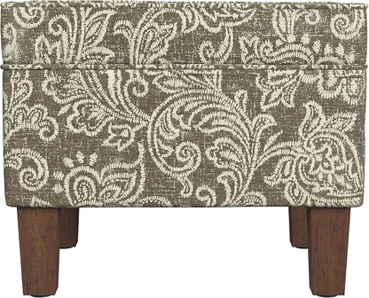 HomePop 22" Modern Rectangular Storage Ottoman - Brown Jacobean Print