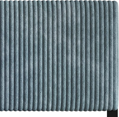 Full Corduroy Velvet Upholstered Adjustable Headboard, Light Blue