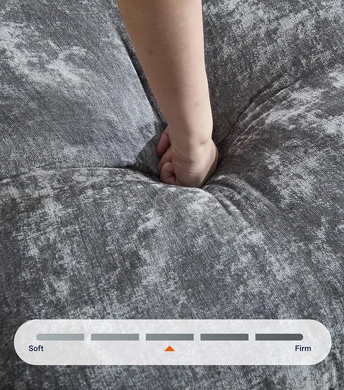 Iroomy 25" Chenille Ottoman, 9.5" Thick Cushion, Upholstered Footrest Modern Footstool & Bench for Living Room, Bedroom, Gray