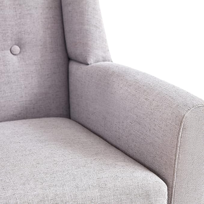 HUIMO Button-Tufted Accent Chairs Set of 2,Upholstered Reading Living Room Chair,Mid Century Modern Chair with Linen Fabric, Club Chair,Comfy Arm Chairs for Living Room,Bedroom,Light Grey