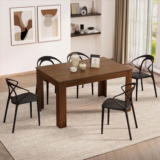 Mobili Fiver, Easy, Extendable Dining Table, 55.1(86.6) x35.4 in, Walnut, for 6-8 People, Expandable Dining Table for Kitchen, Italian Furniture
