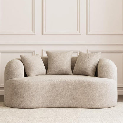69" Curved Loveseat Sofa for Living Room, Modern Chenille Love Seat Cloud Couch, Luxury Plush Extra Deep Oversized Sofa for Small Spaces, Bedroom, Apartment‌, No Assembly Required, Light Brown