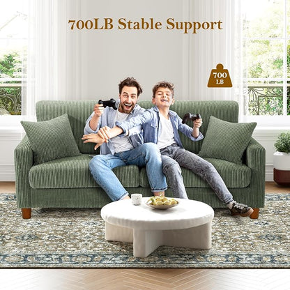 Kidirect 70in Corduroy Couch, Sofas for Living Room No Tool Assembly, Comfy Couches for Living Room 21in Deep Seats, Oversized Loveseat Sofa with 2 Pillows, 3 Seater Couch for Bedroom, Oliver Sofa
