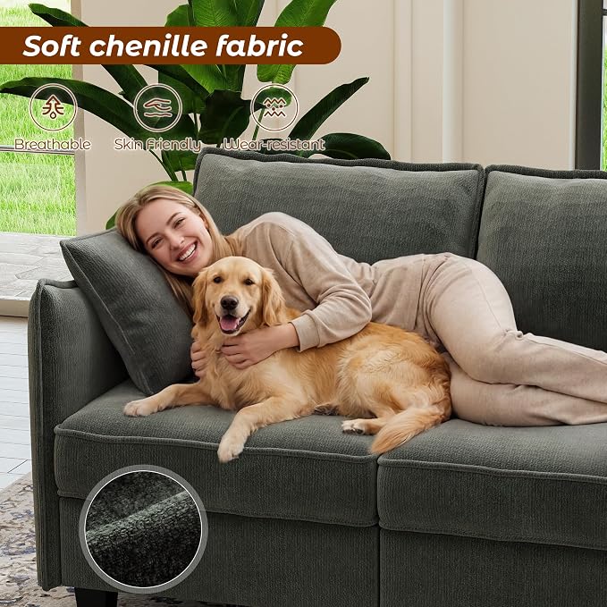 WorthFurni 112" Modular Sectional Sofa U Shape Couches with Storage Ottoman and Washable Cushion Cover for Living Room, Bedroom, Apartment(Grey)