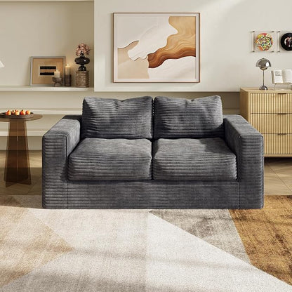 WLIVE 64'' Boneless Loveseat, Couches for Living Room, Bean Bag Couch for Adults, with Pillows, Giant Floor Couch, Plush Sofa, Grey, Loveseat