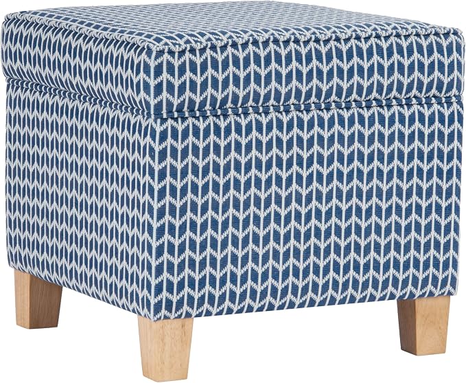 HomePop 18" Classic Square Storage Ottoman - Blue Chevron Print