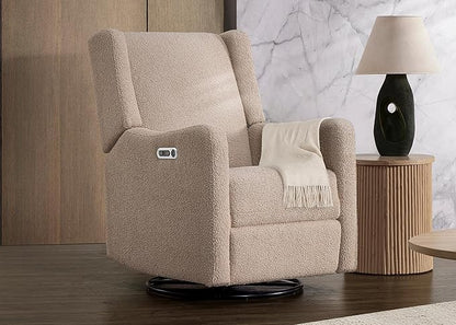 Delta Children Mercer Electronic Power Recliner and Swivel Glider with USB-A and Type-C Ports - Greenguard Gold Certified - Stain-Resistant Performance Fabric is Oeko-TEX Standard 100 Certified, Sand