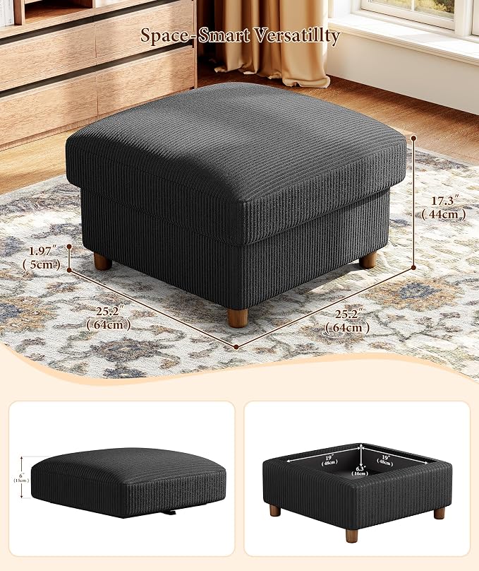 87" L shape Corduroy Couch, Sofa No Tool Assembly, Comfy Couches for Living Room 21in Deeper Seats, Corduroy Sofas for Living Room with 2 Pillows, Oversized Loveseat Sofa, Boho Love Seat, Black