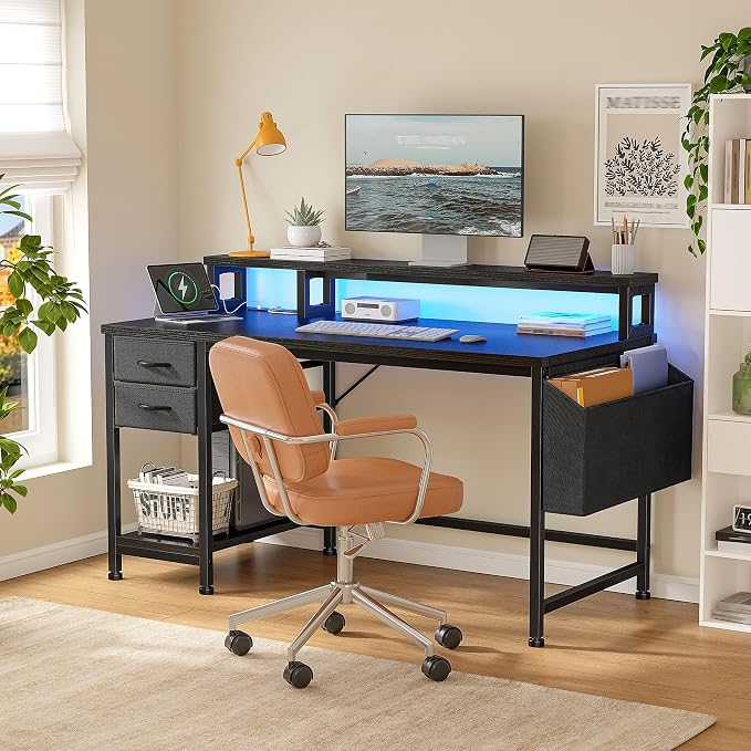 DurayLoly 40" Small Gaming Desk with RGB Lights & Outlets for Teens | Wireless Remote Full-Color Strip, Various Lighting Modes, Level Up Teens Gaming Vibe or Study for Protect Eyes In Bedroom