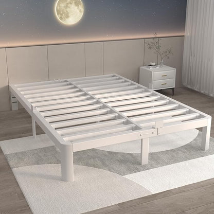 ITIMIDI 10 Inch Full White Bed Frames with Metal Gaskets,Metal Platform Bed Frame Full Size, Heavy Duty Steel Support 3500 LBS, No Box Spring Needed, Anti-Slip Mattress Stopper, Easy Assembly