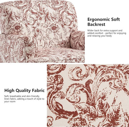 Accent Chair, Mid Century Modern Comfy Armchair for Living Room, Linen Fabric Single Sofa Lounge for Reading Bedroom Apartment Waiting Room with Wood Legs (Rococo Orange, Set of 2)