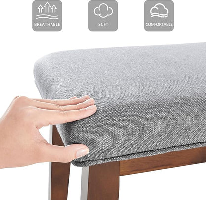 kinmars Upholstered Bench for Bedroom End of Bed,42.5-inch Entryway Bench for Living Room,Dining Bench with Padded Seat and Solid Wood Leg for Kitchen Bedroom,Indoor and Hallway (Bench, Grey)
