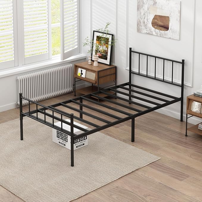 DIIYIV Twin Metal Bed Frame,Steel Slat Support,Noise Free,Easy Assembly | Twin Size Bed,Mattress Foundation,Underbed Storage,No Box Spring Needed