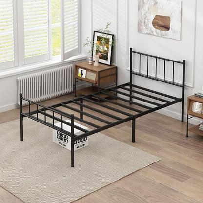 DIIYIV Twin Metal Bed Frame,Steel Slat Support,Noise Free,Easy Assembly | Twin Size Bed,Mattress Foundation,Underbed Storage,No Box Spring Needed