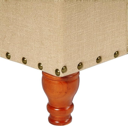 HomePop Large Rectangle Storage Bench with Nail Head Trim - Tan Linen