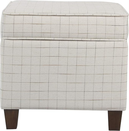 Homepop Home Decor | K7342-F2236 | Classic Square Storage Ottoman with Lift Off Lid | Ottoman with Storage for Living Room & Bedroom, Natural Windowpane Large