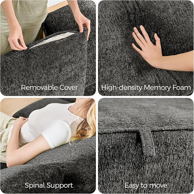 104" Modular Sectional Sofa with Deep Seat, Comfortable Upholstery L Shaped Cloud Couch for Living Room, 3-Seater Boneless Sofa with Movable Ottomans, Removable Cover, No Assembly Required, Dark Gray