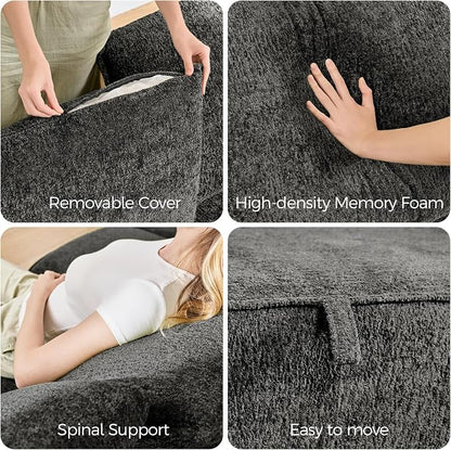 104" Modular Sectional Sofa with Deep Seat, Comfortable Upholstery L Shaped Cloud Couch for Living Room, 3-Seater Boneless Sofa with Movable Ottomans, Removable Cover, No Assembly Required, Dark Gray
