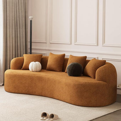 114" Curved Sofa for Living Room, Modern Chenille Cloud Couch Sofa, Luxury Plush Extra Deep 4-Seater Oversized Boucle Couch for Small Spaces, Apartment‌, No Assembly Required, Orange