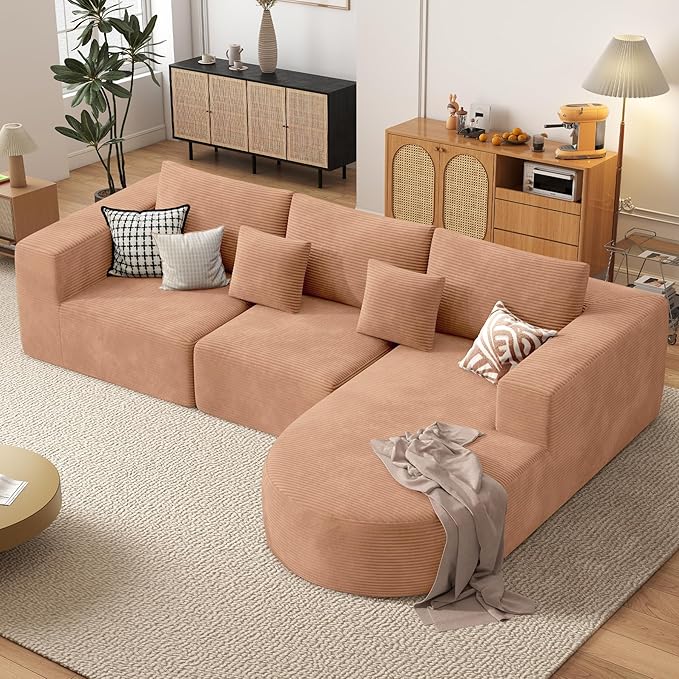 Boneless Couches for Living Room,Cloud Sectional Couch with L-Shape Chaise,Modern Modular Sofa with Deep Seat Upholstered Comfy Couches for Bedroom,No Assembly Required,1PCS