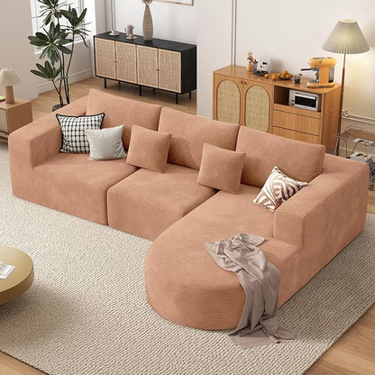 Boneless Couches for Living Room,Cloud Sectional Couch with L-Shape Chaise,Modern Modular Sofa with Deep Seat Upholstered Comfy Couches for Bedroom,No Assembly Required,1PCS