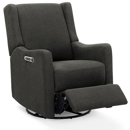Delta Children Mercer Electronic Power Recliner and Swivel Glider with USB Port in LiveSmart Performance Fabric - Water Repellent & Stain Resistant, Dark Grey