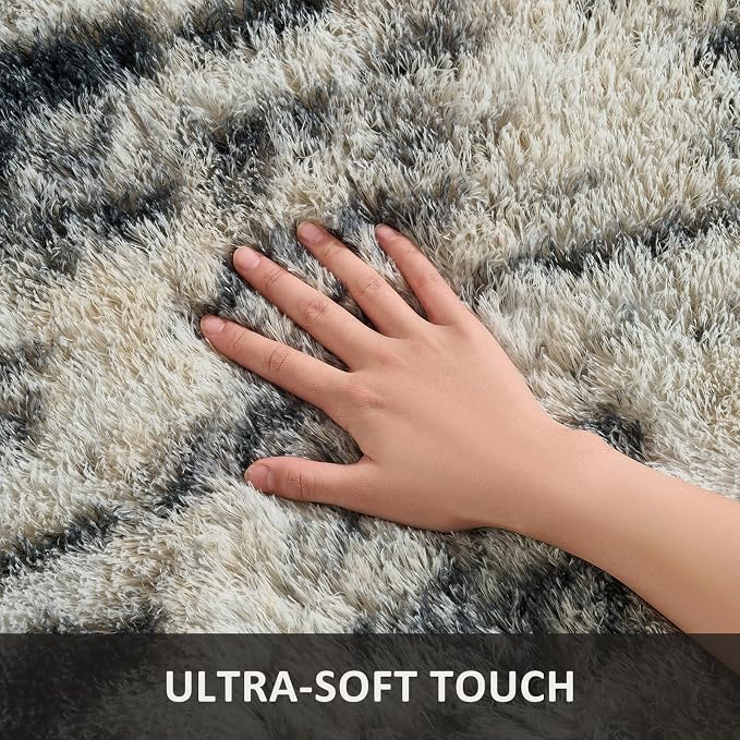 Ophanie 9x12 Black Gold and Grey Area Rugs for Living Room,Large Dark Black Gold Fluffy Shag Fuzzy Plush Soft Carpets,Floor Shaggy Rugs for Bedroom,Carpet for Boys Decor with Over 99 pcs Pile fibers