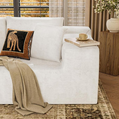 YESHOMY Boneless Couches for Living Room, 108" Sectional Modular Sectional Sofa with Deep Seat, Cloud Comfy Couch with L-Shape Chaise, Easy Assembly (Chenille, Pearl Cream)