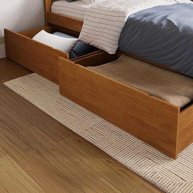 AFI, Concord Twin XL Platform Bed with Footboard & Storage Drawers, Light Toffee
